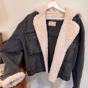 We The Free Charcoal Jacket with Cream Sherpa